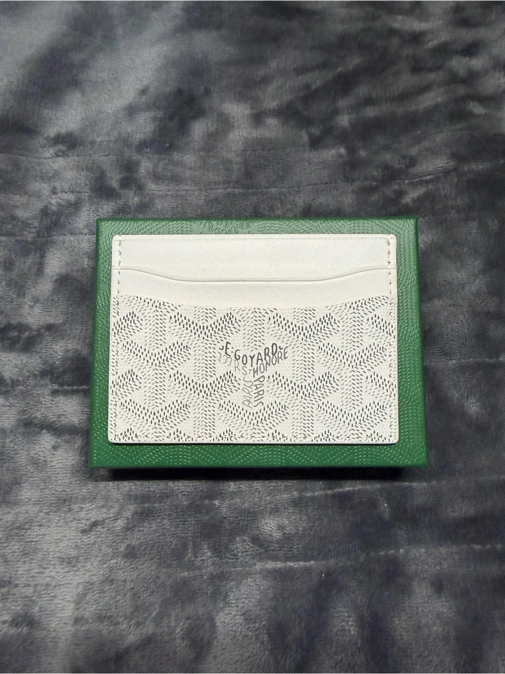 White Geometric Logo Card Holder Wallet for Men, Credit Card